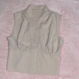Brand New Ruched Shoulder Button sleeveless Blouse